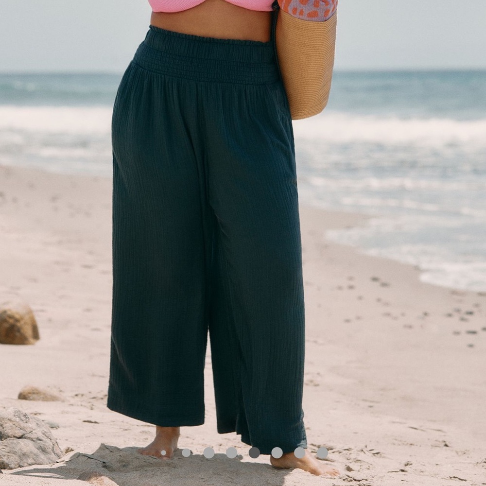 Anthropologie Wide Leg Smocked Gauze Pants